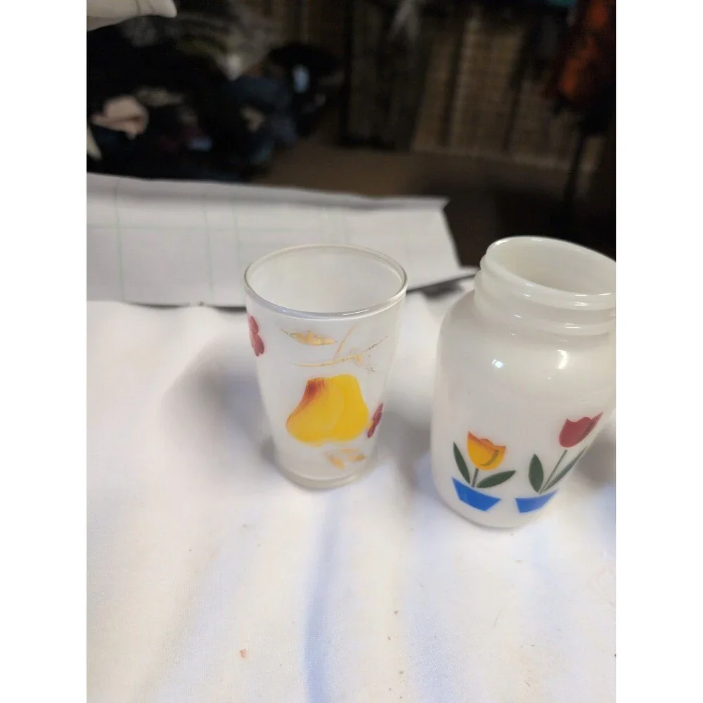 Vintage Floral Milk Glass Tumblers Set - 25% Off Bundles